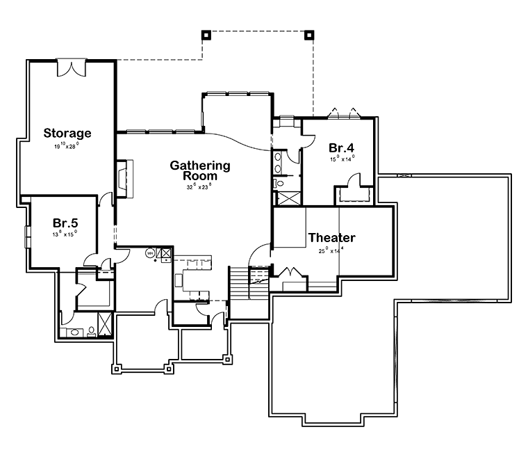 Craftsman Traditional Lower Level of Plan 80412