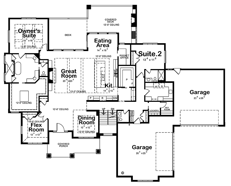 Craftsman Traditional Level One of Plan 80412