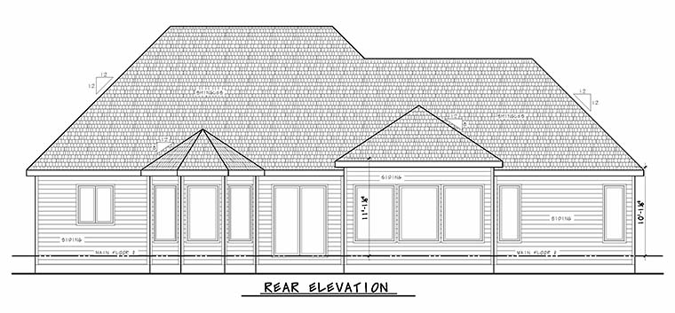 French Country Traditional Rear Elevation of Plan 80414