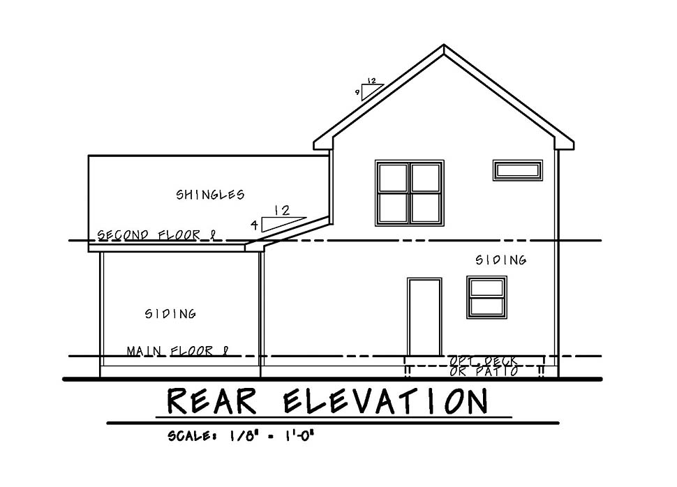 Country Southern Traditional Rear Elevation of Plan 80421