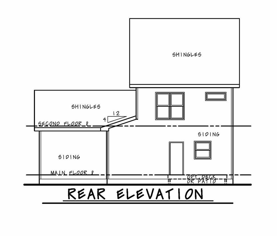Country Craftsman Traditional Rear Elevation of Plan 80422