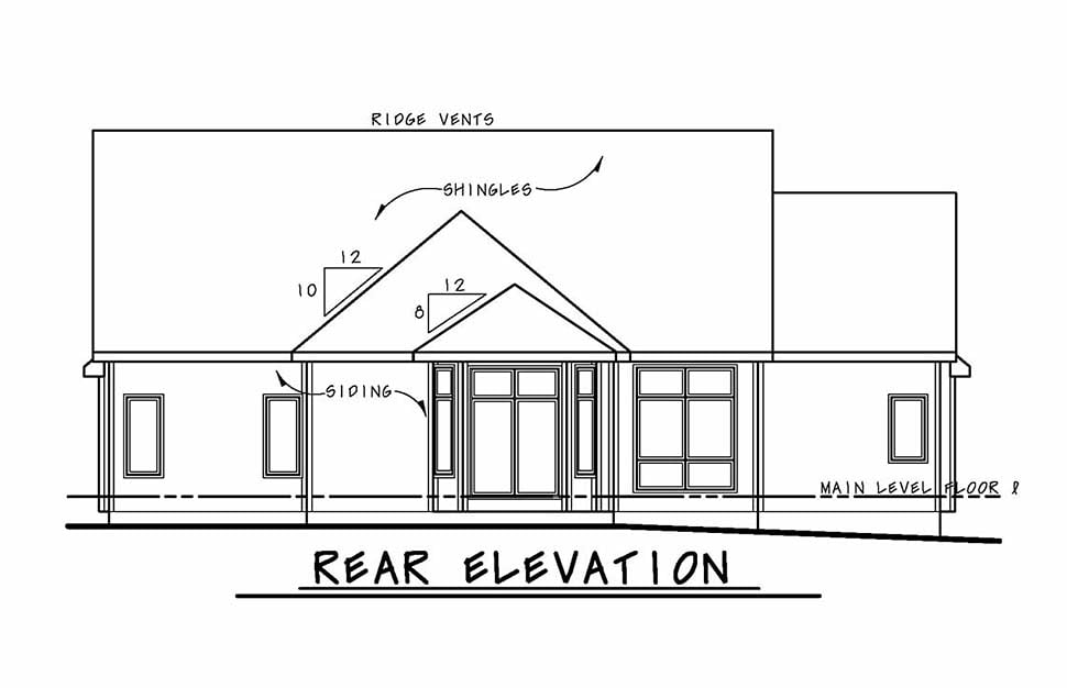 Country Farmhouse Ranch Rear Elevation of Plan 80423