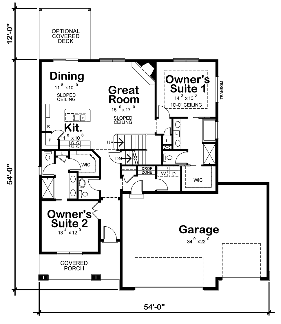 Country Craftsman Level One of Plan 80432