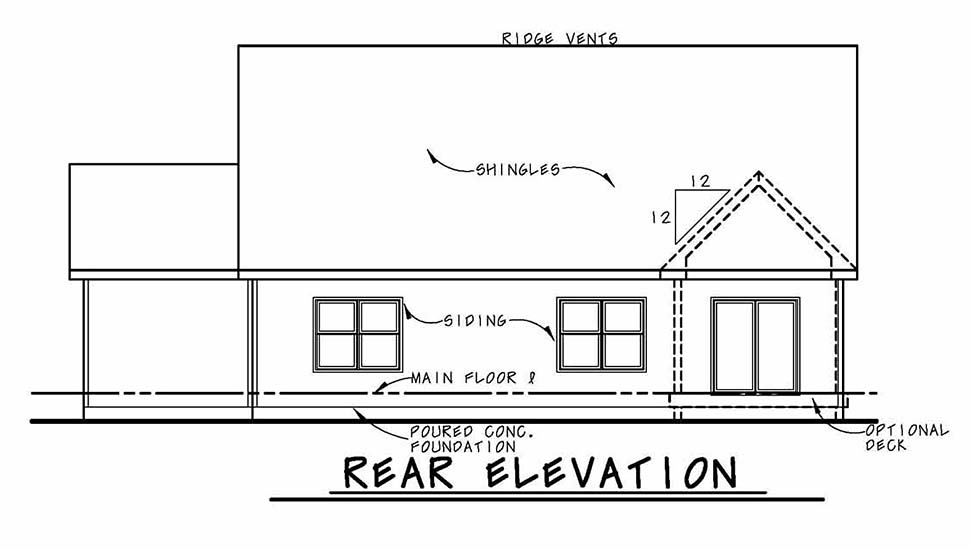 Country Craftsman Rear Elevation of Plan 80432