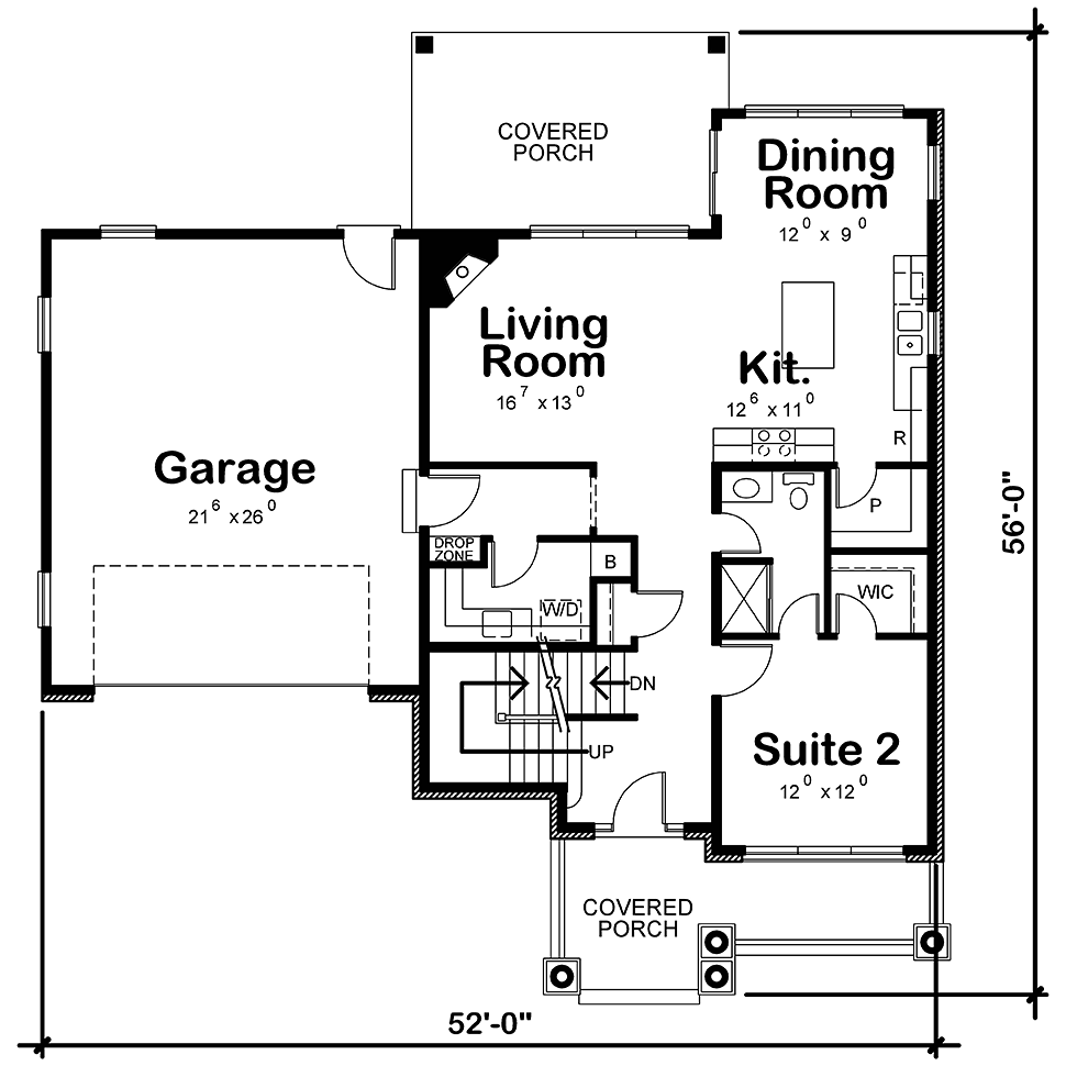 Farmhouse Traditional Level One of Plan 80433