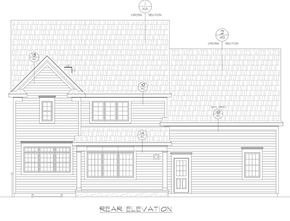 Farmhouse Traditional Rear Elevation of Plan 80433