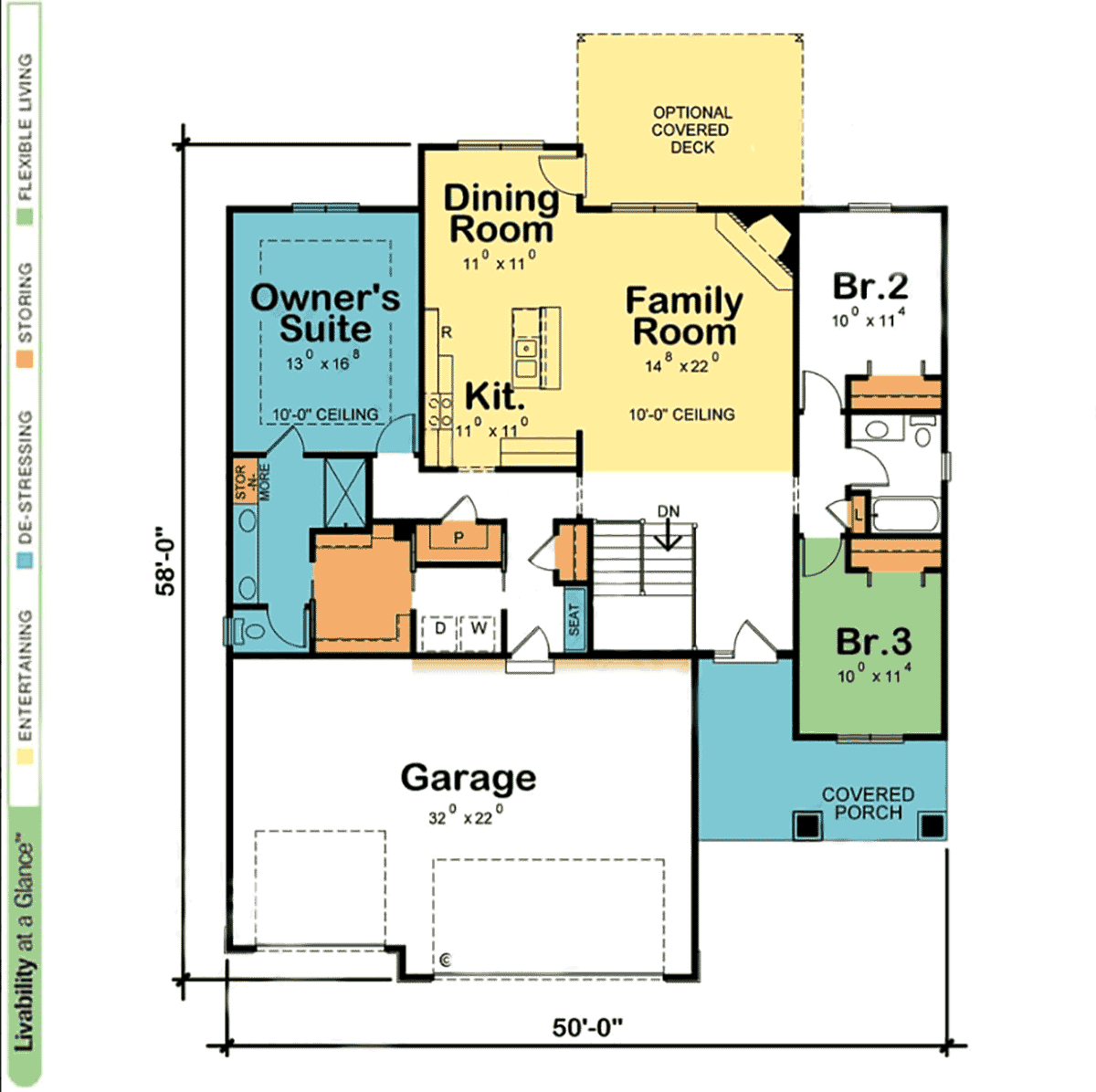 Bungalow Craftsman Level One of Plan 80437