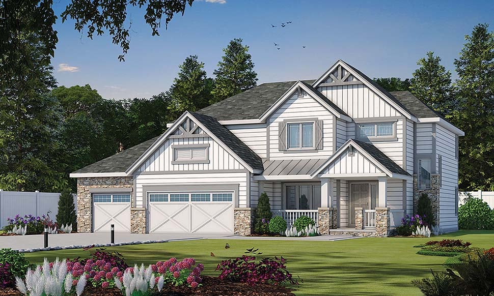 Craftsman Style House Plan 80441 With 4 Bed 4 Bath 3 Car Garage