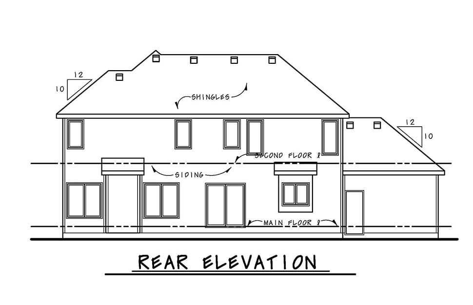 Craftsman Rear Elevation of Plan 80441