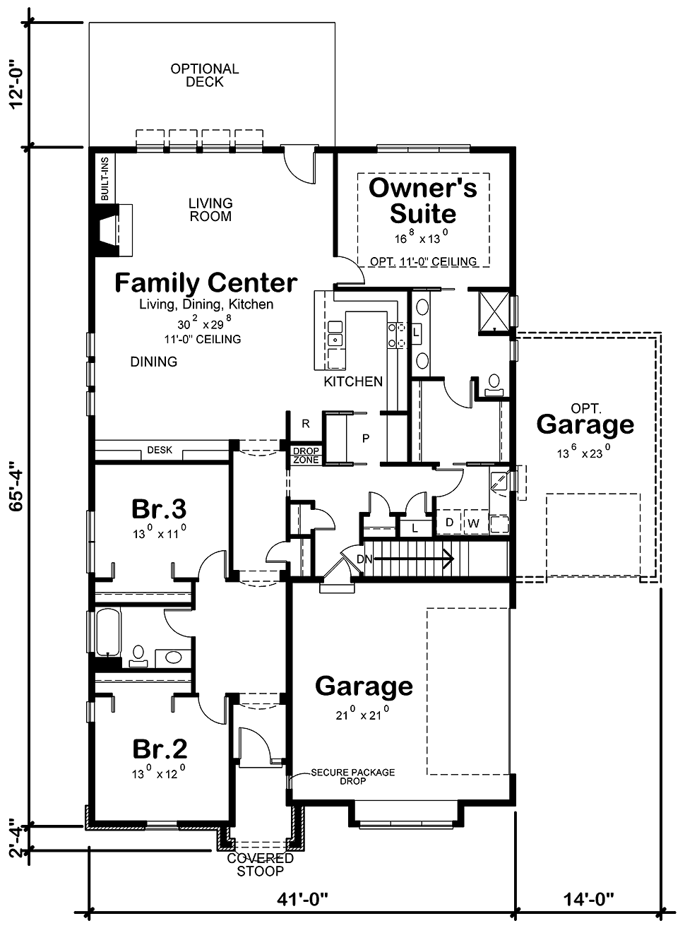 Craftsman Traditional Level One of Plan 80443