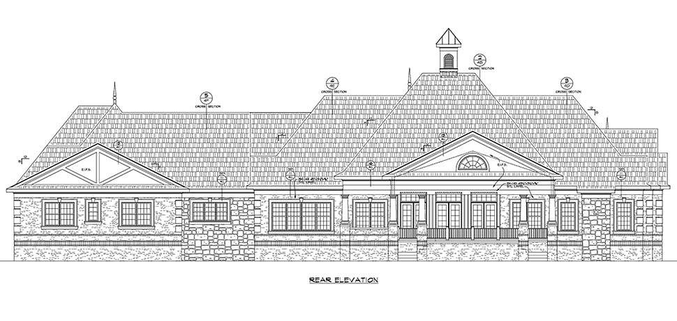 European French Country Rear Elevation of Plan 80444
