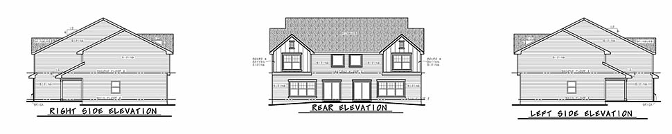 Traditional Rear Elevation of Plan 80445