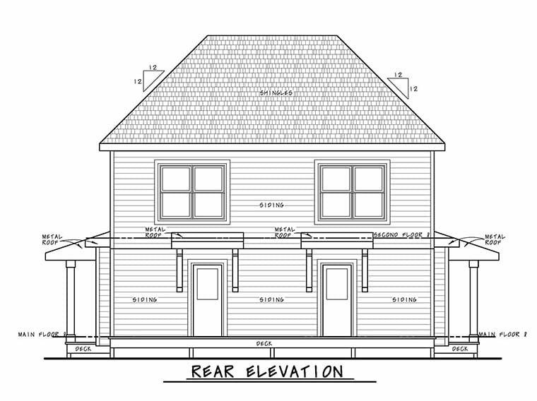 Southern Traditional Rear Elevation of Plan 80447