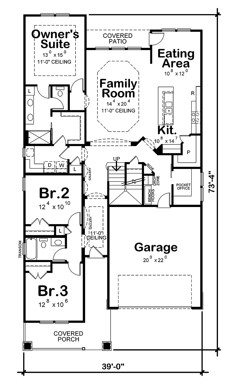 Bungalow Cottage Country Craftsman Level One of Plan 80449