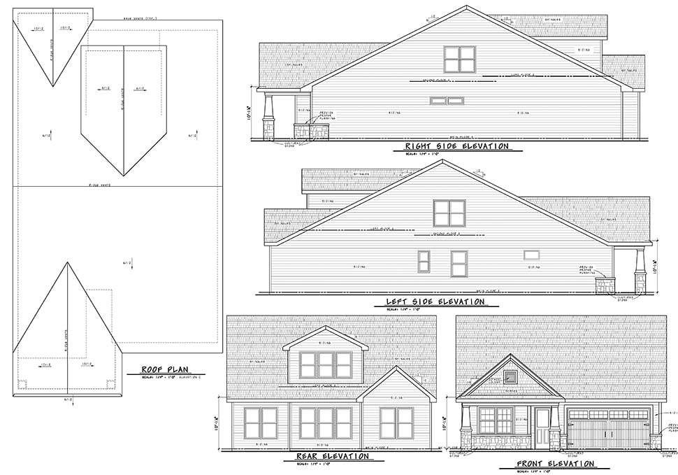 Bungalow Cottage Country Craftsman Rear Elevation of Plan 80449