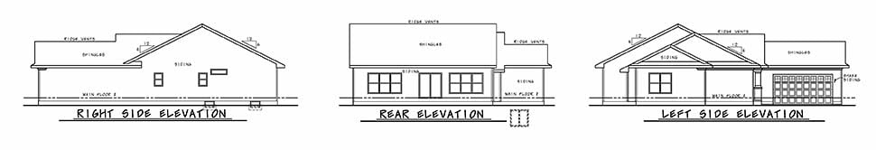 Cottage Country Ranch Traditional Rear Elevation of Plan 80451