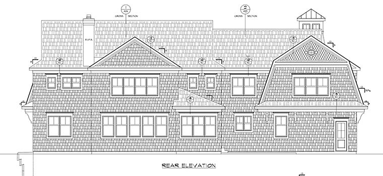 Cape Cod Country Rear Elevation of Plan 80452