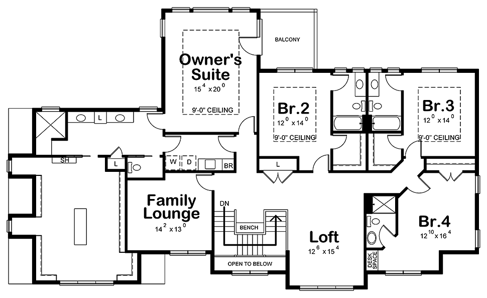 Country Craftsman Farmhouse Level Two of Plan 80455