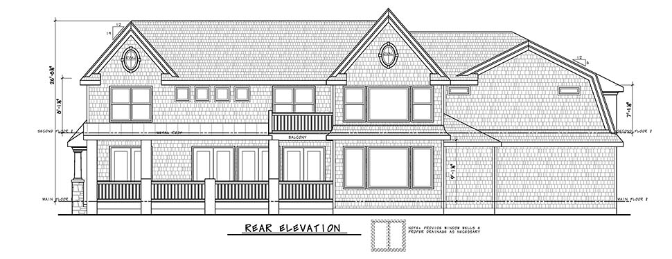 Country Craftsman Farmhouse Rear Elevation of Plan 80455