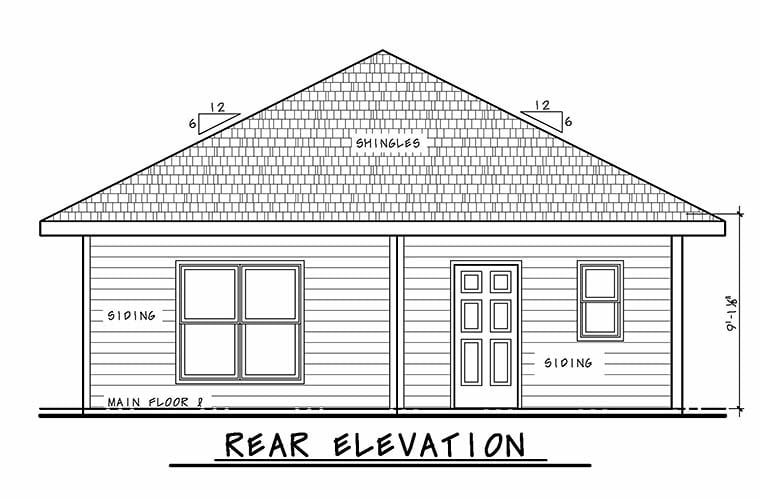 Traditional Rear Elevation of Plan 80467