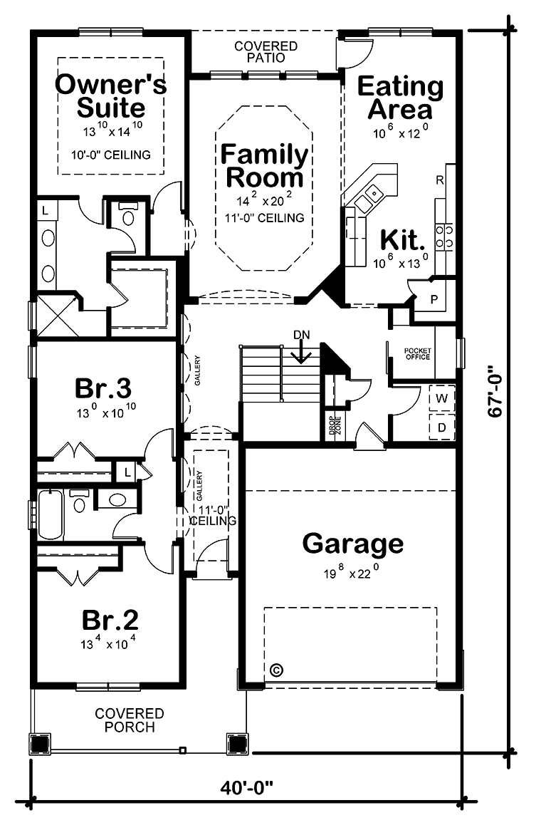 Craftsman Lower Level of Plan 80470