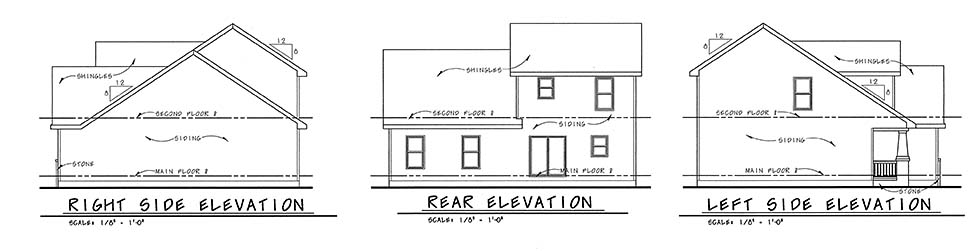 Craftsman Rear Elevation of Plan 80473