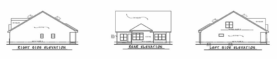 Craftsman Rear Elevation of Plan 80476