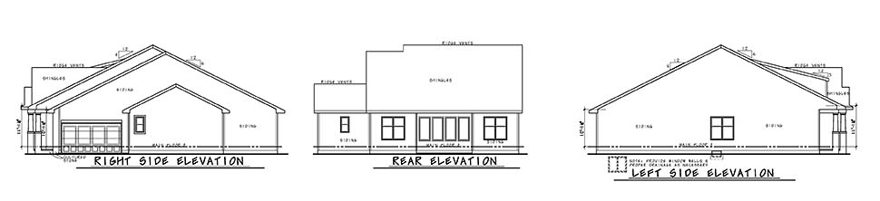 Craftsman Rear Elevation of Plan 80481