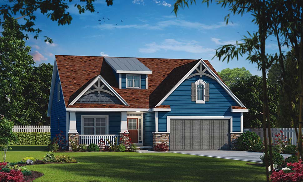 Cottage, Country, Craftsman, Farmhouse Plan with 2232 Sq. Ft., 4 Bedrooms, 3 Bathrooms, 2 Car Garage Picture 4
