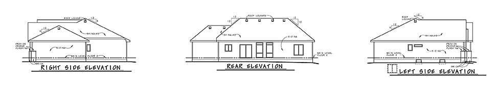 Craftsman Rear Elevation of Plan 80487