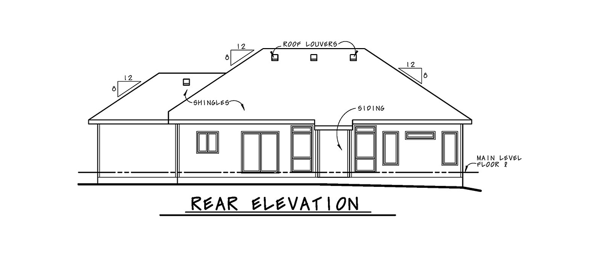 Traditional Rear Elevation of Plan 80488
