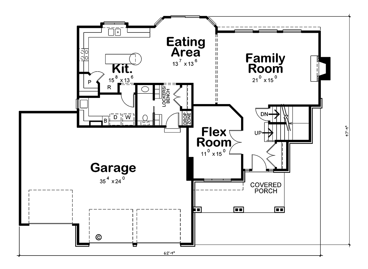 Craftsman Traditional Level One of Plan 80491