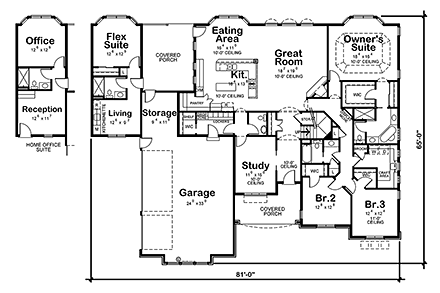 House Plan 80492 First Level Plan