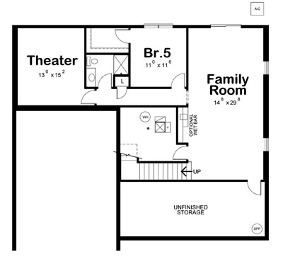 Country Traditional Lower Level of Plan 80493