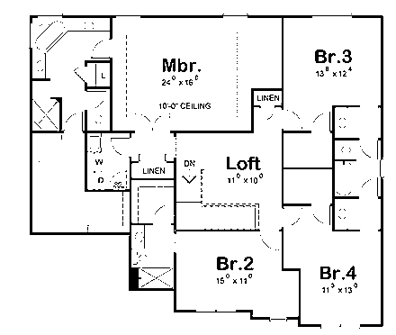 House Plan 80493 Second Level Plan