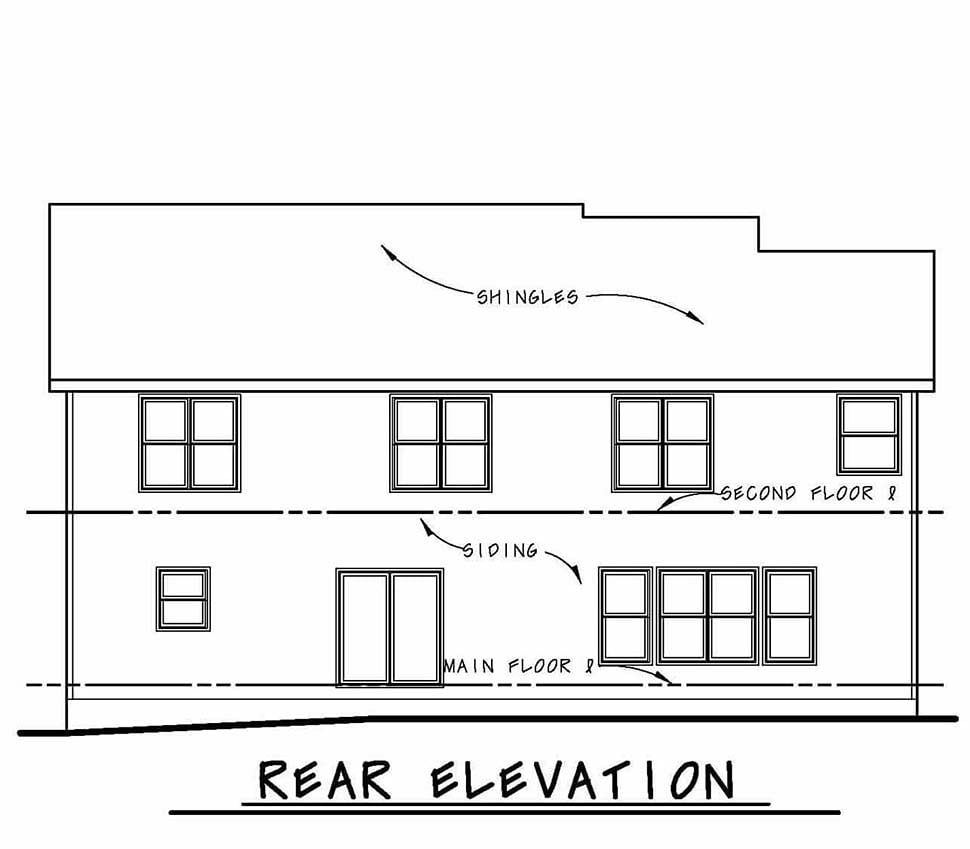 Country Traditional Rear Elevation of Plan 80493