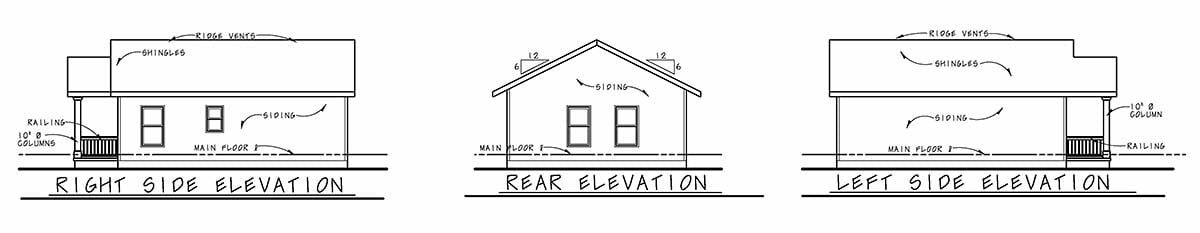 Cottage Craftsman Rear Elevation of Plan 80495