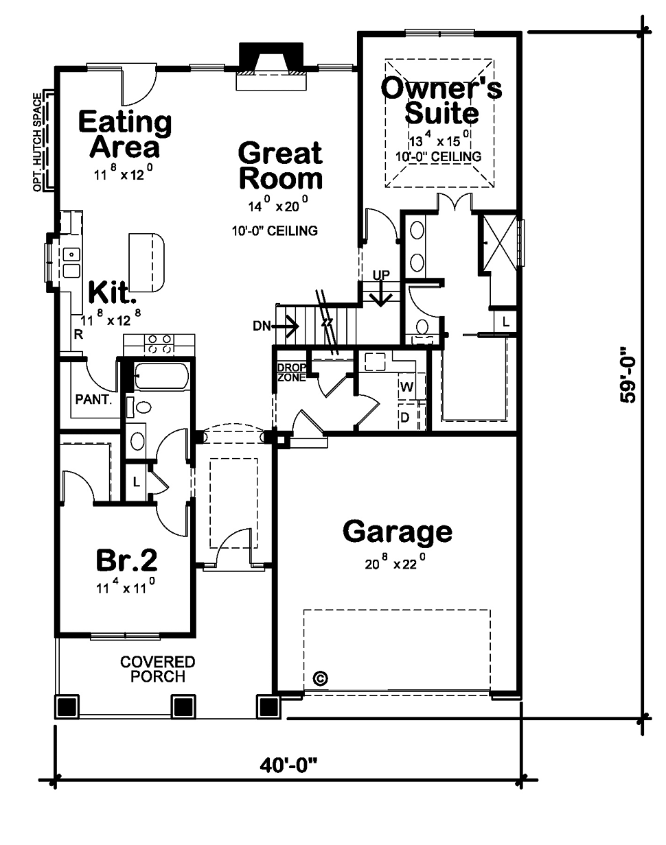 Craftsman Traditional Level One of Plan 80497