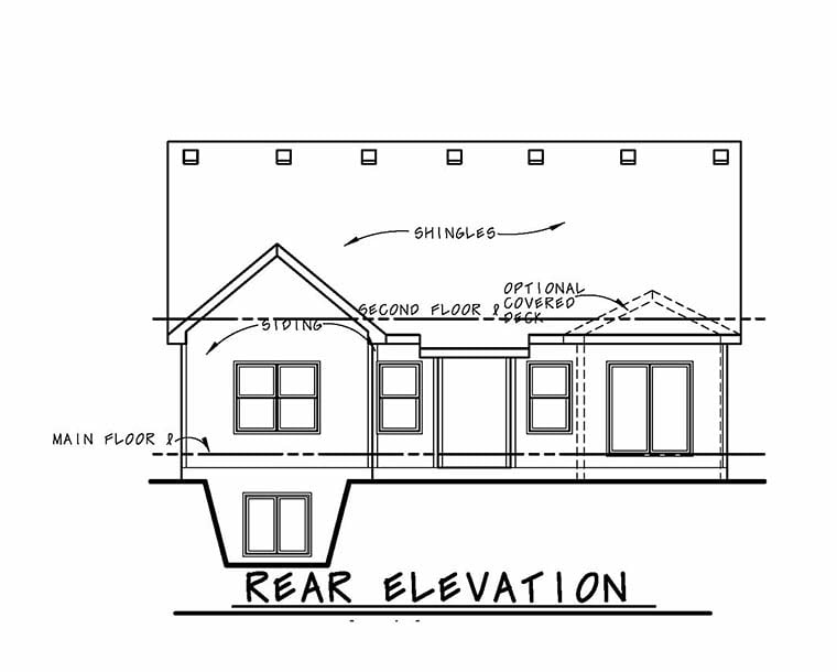 Craftsman Traditional Rear Elevation of Plan 80497