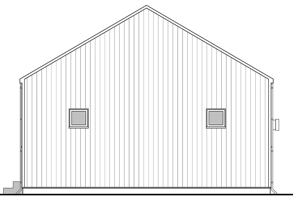 Cabin, Ranch, Traditional Plan with 967 Sq. Ft., 3 Bedrooms, 2 Bathrooms Rear Elevation