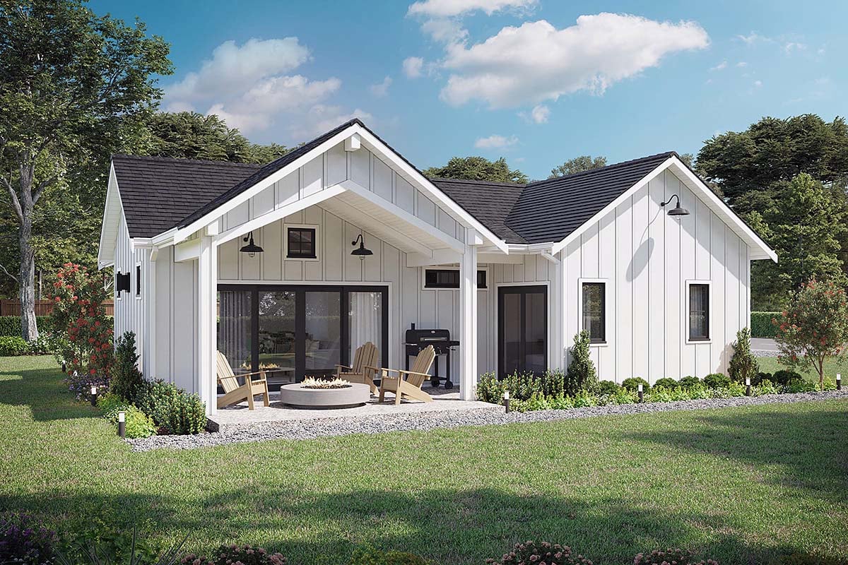 Farmhouse Plan with 1043 Sq. Ft., 2 Bedrooms, 1 Bathrooms Elevation