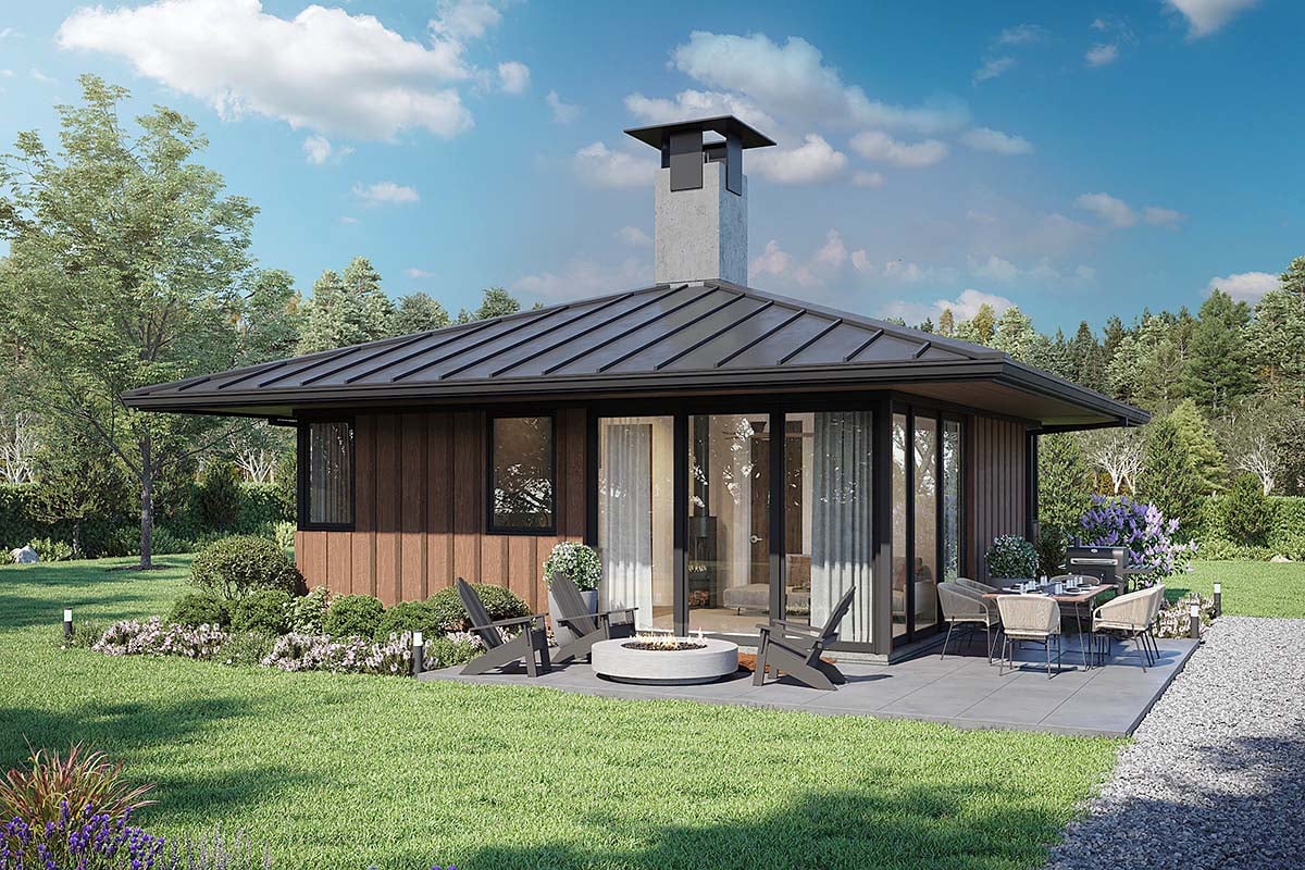 Cabin, Modern Plan with 576 Sq. Ft., 2 Bedrooms, 1 Bathrooms Elevation
