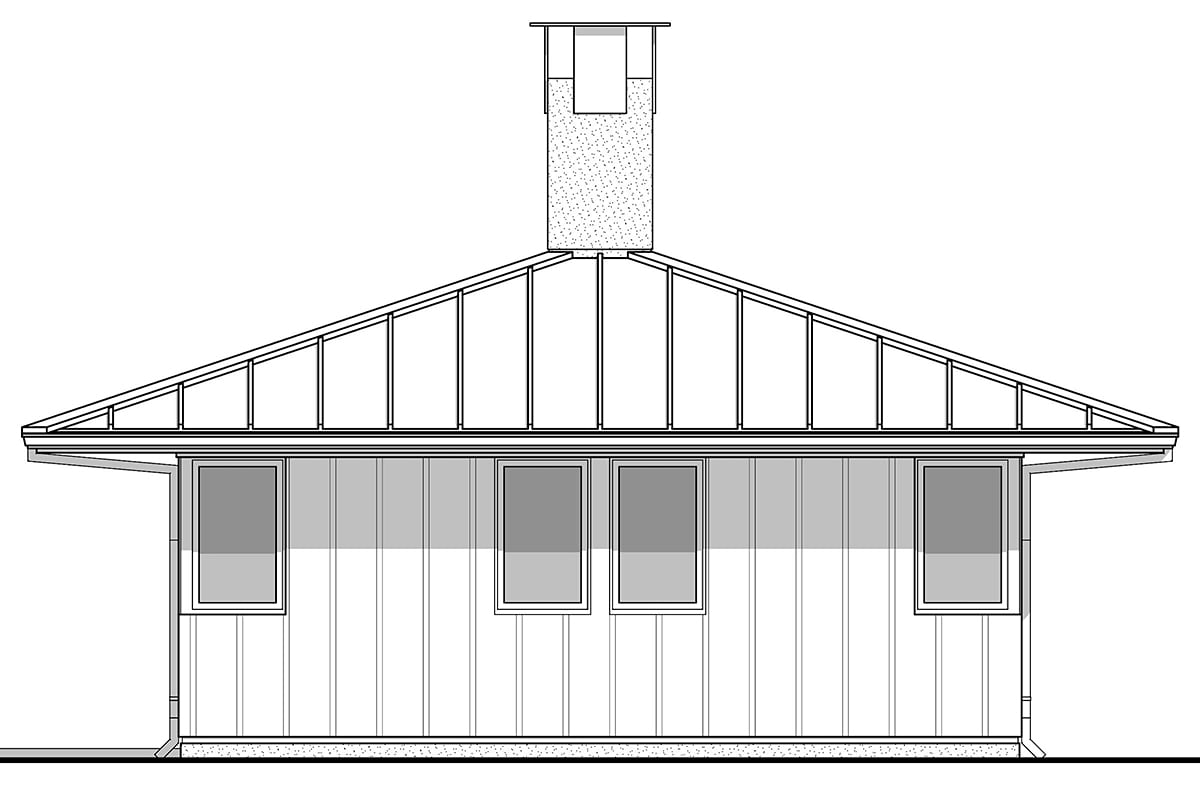 Cabin Modern Rear Elevation of Plan 80503