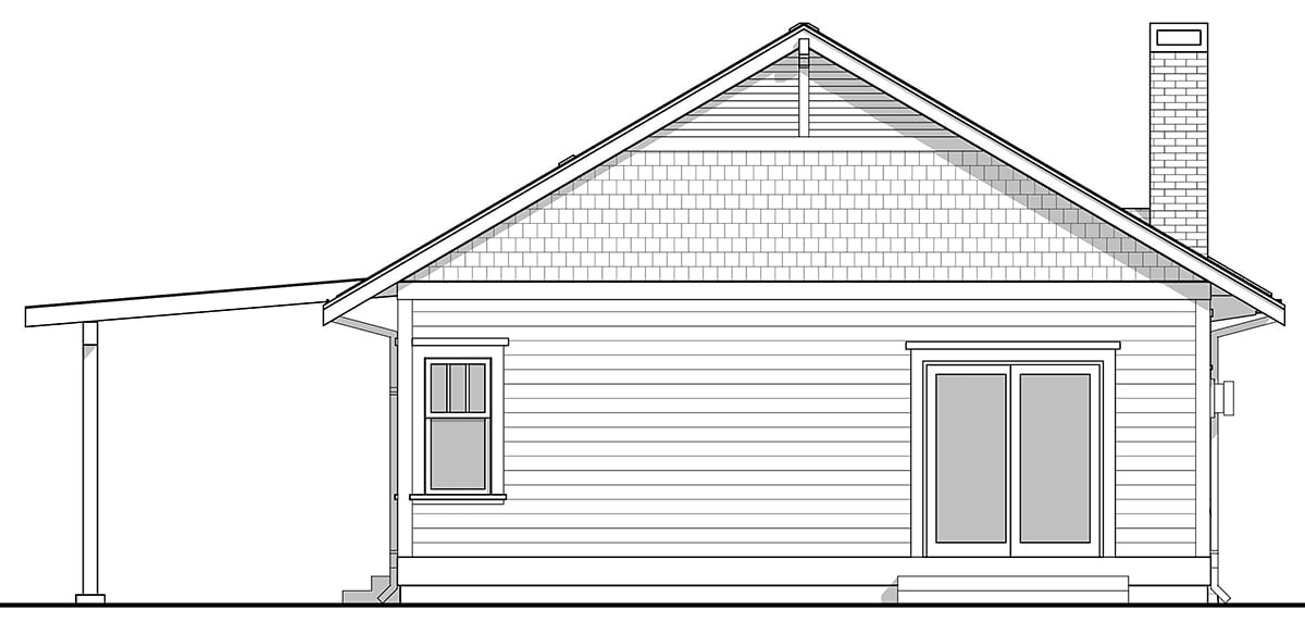 Bungalow Rear Elevation of Plan 80504