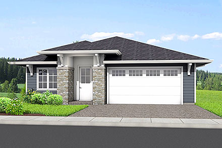 Ranch Elevation of Plan 80505