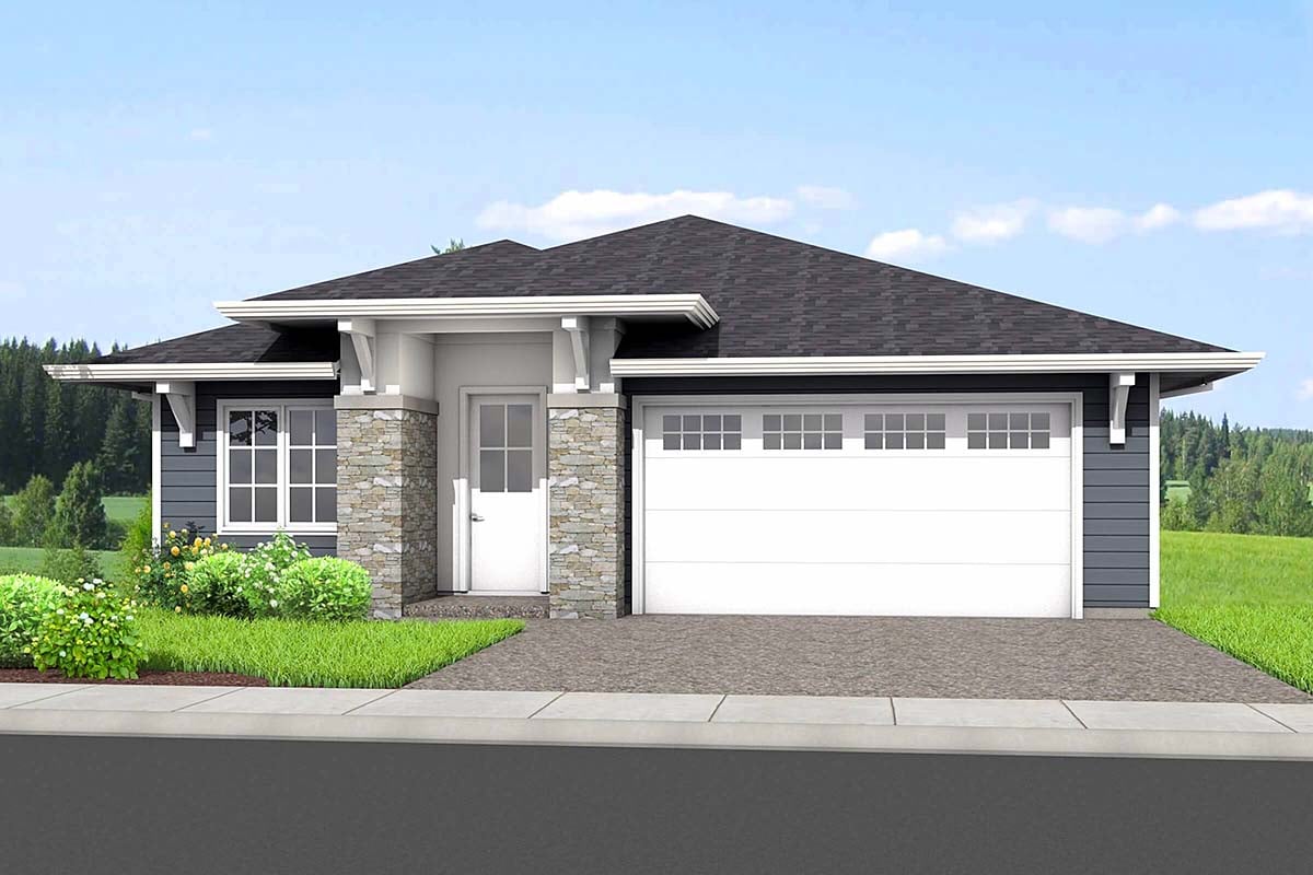 Ranch Plan with 2306 Sq. Ft., 4 Bedrooms, 3 Bathrooms, 2 Car Garage Elevation