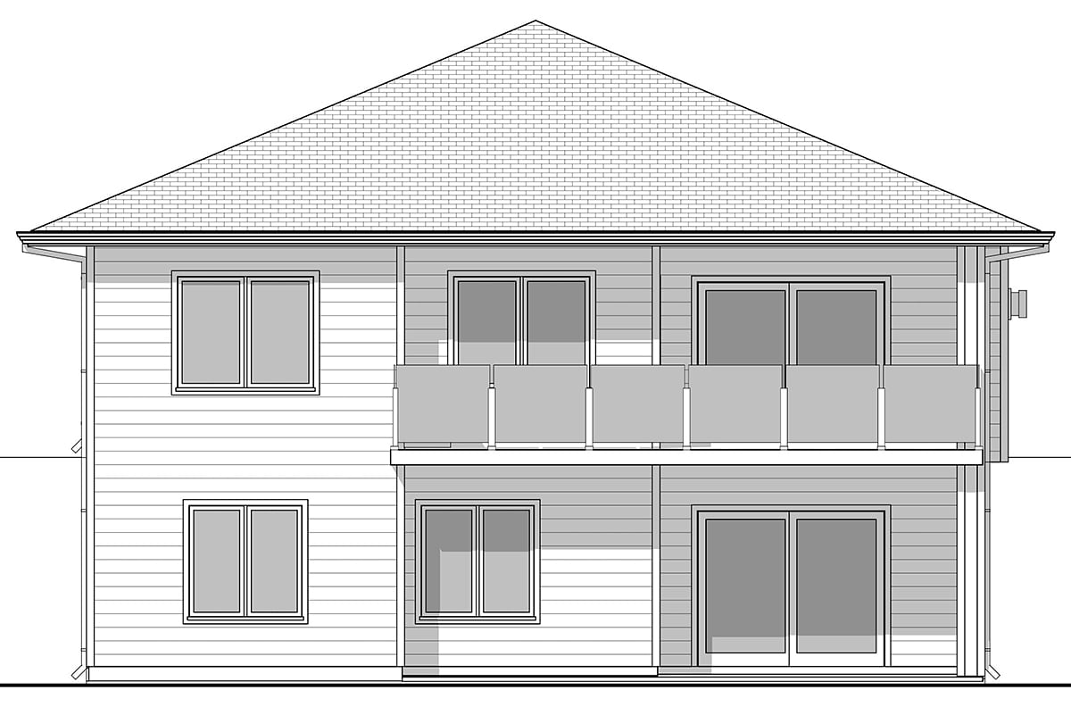 Ranch Rear Elevation of Plan 80505