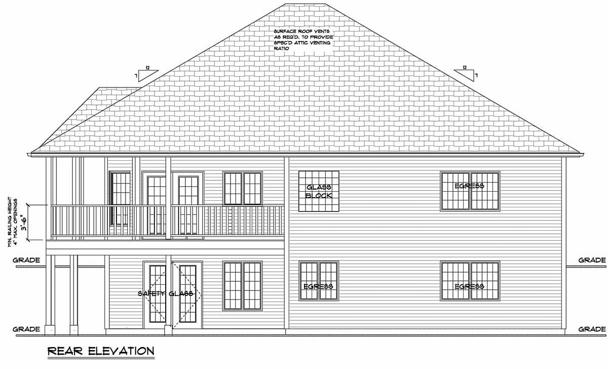 Country Traditional Rear Elevation of Plan 80507