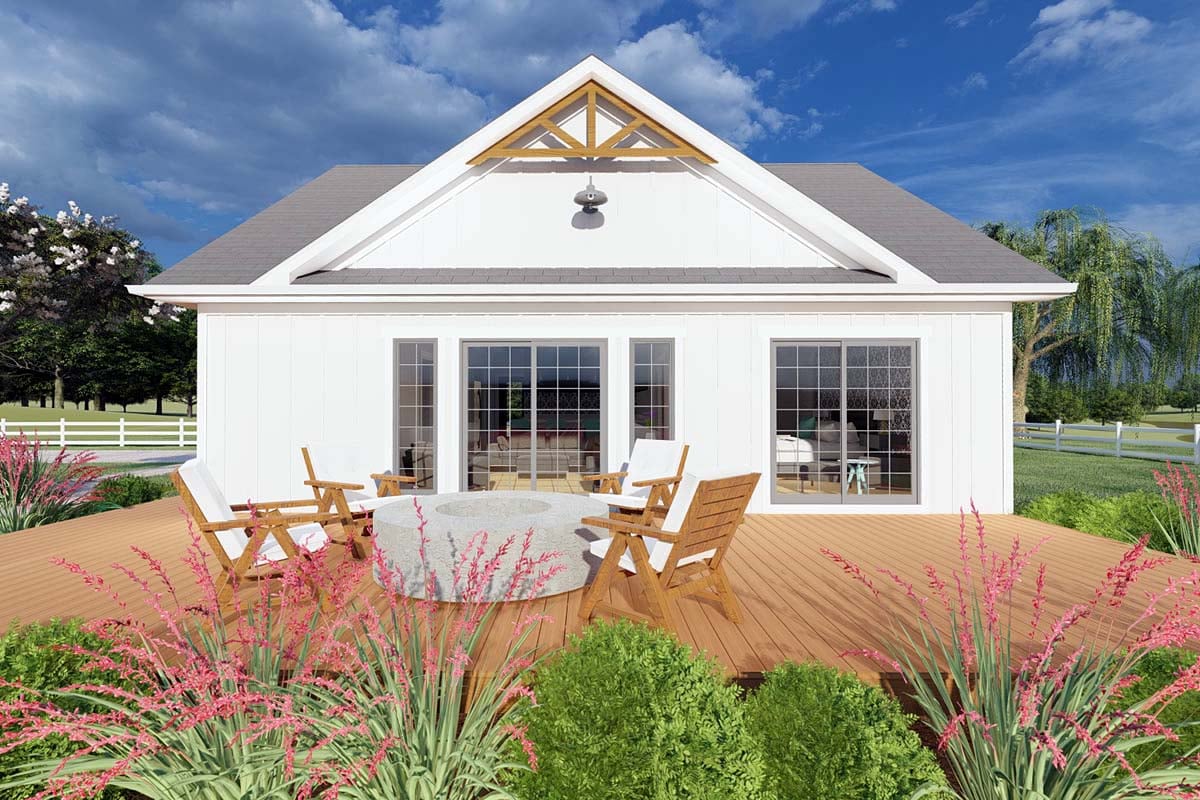 Bungalow, Cabin, Cape Cod, Contemporary, Cottage, Farmhouse, Ranch Plan with 1024 Sq. Ft., 1 Bedrooms, 2 Bathrooms Picture 2