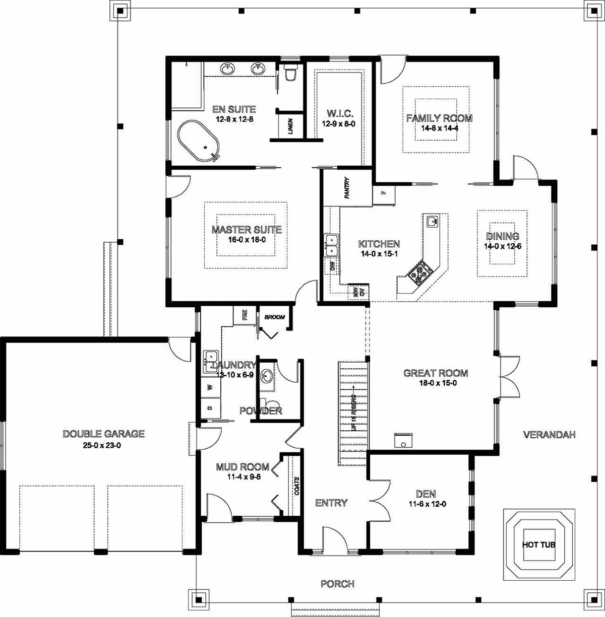 Country Craftsman Traditional Level One of Plan 80510